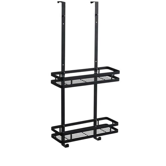 Black Hanging Shower Caddy Wall Mounted Bathroom Organizer Two Tray New - Picture 2 of 7